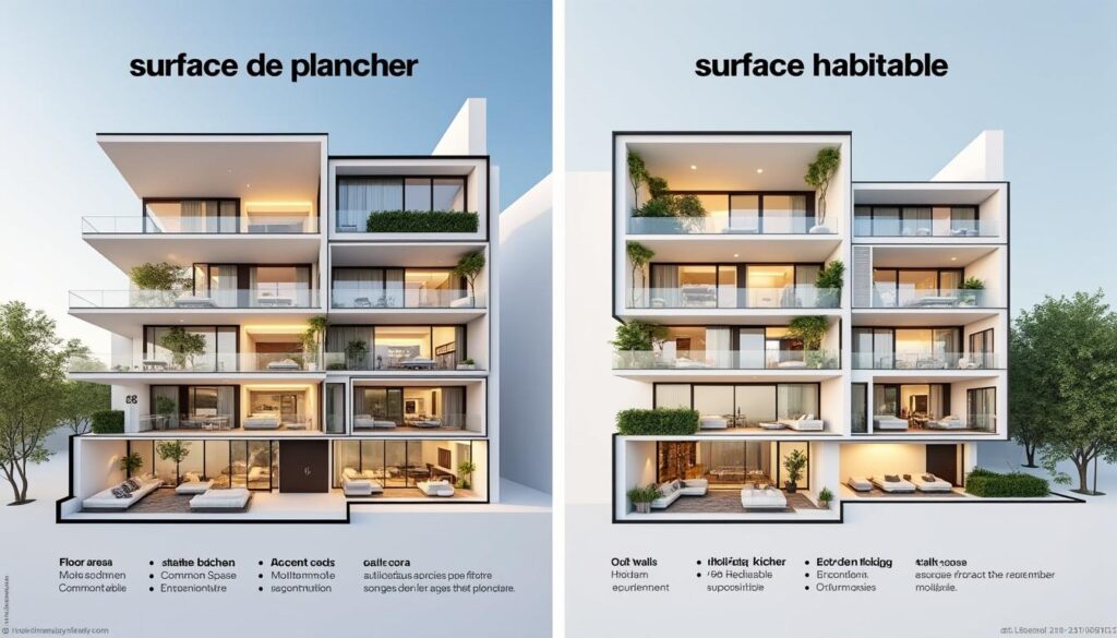 comprenez les différences essentielles entre la surface de plancher et la surface habitable dans l'immobilier pour mieux évaluer la valeur et la taille d'un bien.